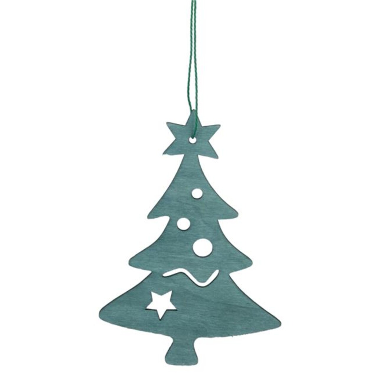NorthLight 34314971 4.75 in. Wooden Cut Out Christmas Tree Ornament, Teal Green